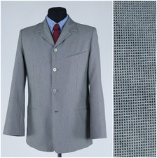 Mens Vintage Blazer 40S UK Size JUNIOR B. Pin Check Grey Sport Coat Jacket