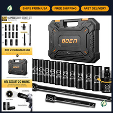 14-piece 38 Drive Deep Sae Impact Socket Set 6-point Cr-v Steel Heavy Duty