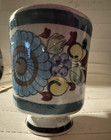 Mexican Pottery Hand-Painted Floral Pedestal Mug Cup from Tonola MX / signed — photo 1