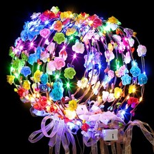 50pcs LED Flower Crowns Headbands,Light Up Headbands Floral Headpiece For Wom...
