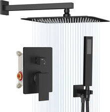 Shower System, Black Shower Faucet Set with 10" Rain Shower Head and Handle Set,