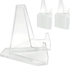 20-Pack Mini Clear Acrylic Display Stands, Small Card & Coin Holder Easels for T
