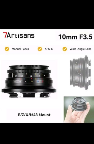 7artisans 10mm F3.5 APS-C Manual Focus Ultra-Wide Angle Lens for E/X/Z/M43 Mount