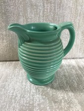 Artcrafts Stoneware ribbed jug vase turquoise 14 cm tall 15cm wide