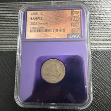 1858 1c Flying Eagle 2025 Sample Bert Label Purple Core Clean