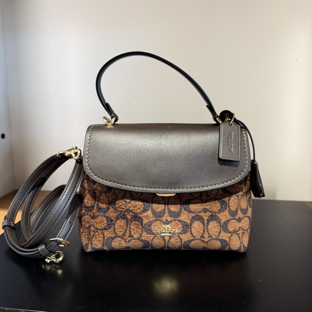 Coach Emory Top Handle Bag In Signature Chenille CDB08 Gold