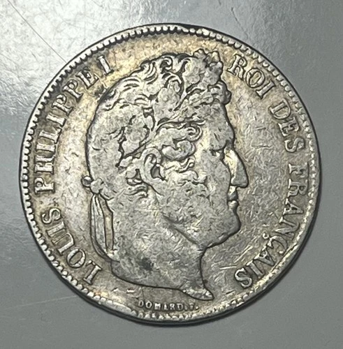 1834 France 5 Francs Silver — photo from the most recent tracked eBay sale