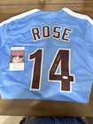 Pete Rose Autographed/Signed Philadelphia XL  Retro Blue Baseball Jersey JSA COA