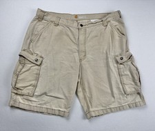Carhartt Men  s Relaxed Fit Cargo Shorts Khaki Tan Size 40 Cotton Workwear