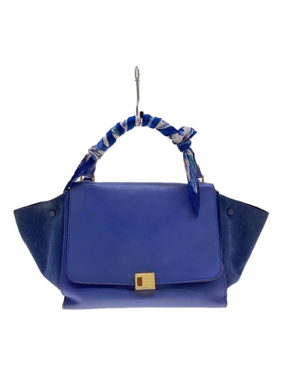 CELINE handbag leather Blue Used