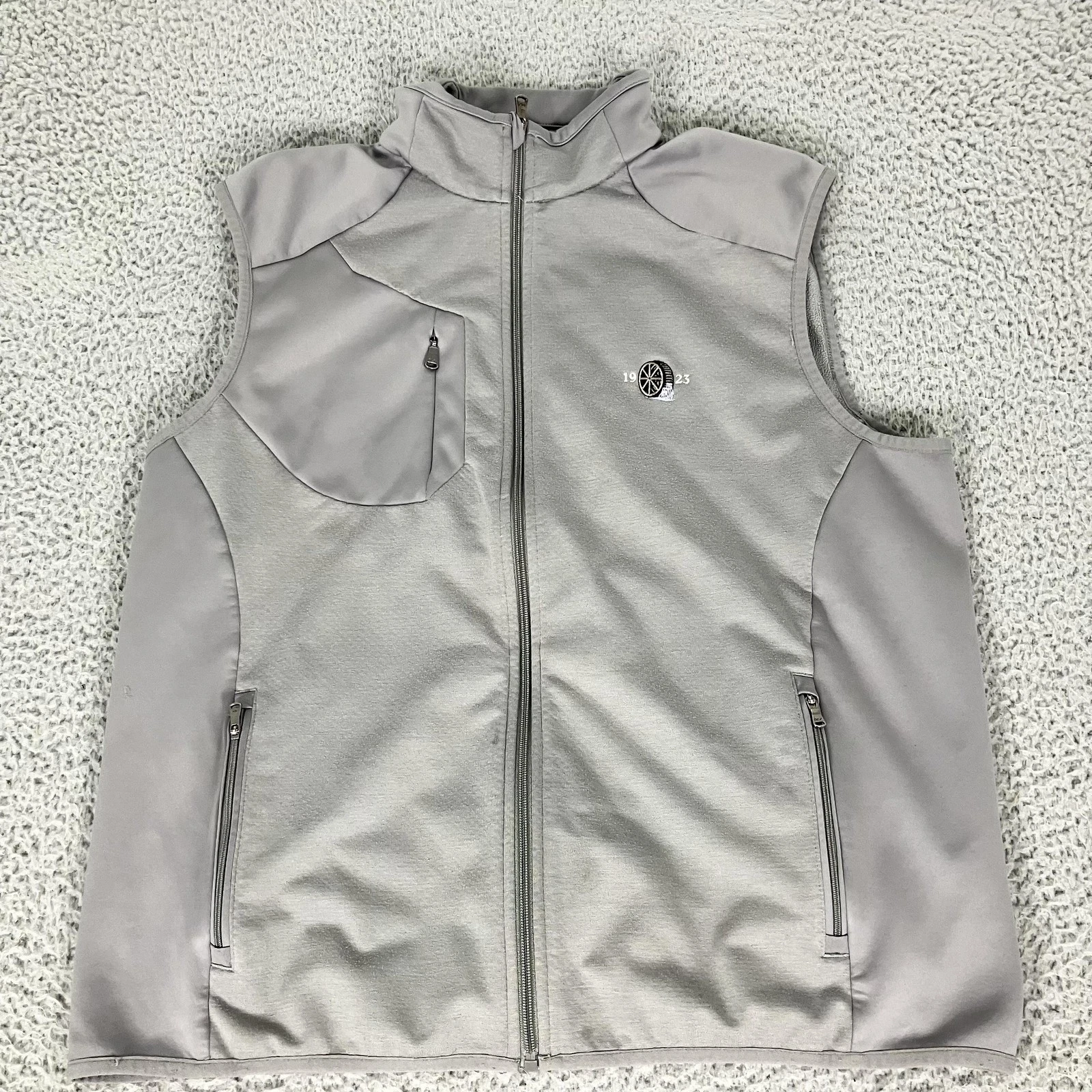 RLX Ralph Lauren Vest Mens XL Gray Softshell Zip Golf Windbreaker Performance