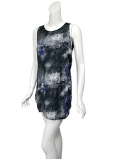 MARC MARC JACOBS Dress Navy Gray White Mottled Print Cotton Jersey Shift sz XS
