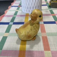 Vintage Lefton Yellow Duck Duckling Figurine Ceramic 60s 3.75" Tall MCM