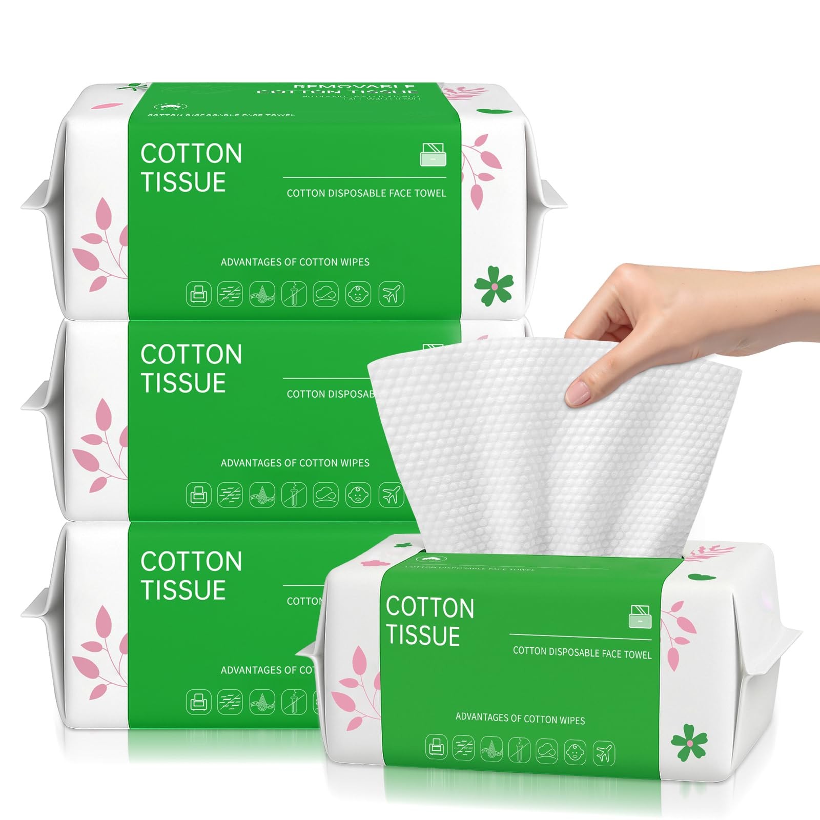 Disposable Face Towels 100 Count, Biodegradable Facial Towels for Sensitive S...