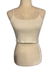 brandy melville Solid White Ribbed Crop Cami Tank Top