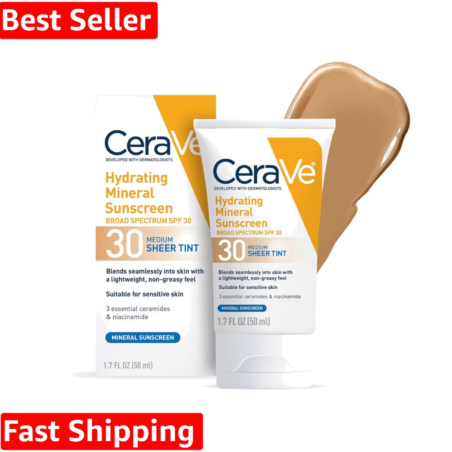 Sheer Tint Mineral Sunscreen SPF 30 - Hydrating Formula for Glowing Skin, 1.7oz