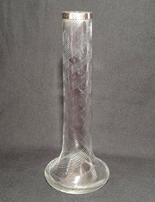 Antique Victorian Glass Bud Vase, Spiral Design HM Silver Collar Birmingham 1896