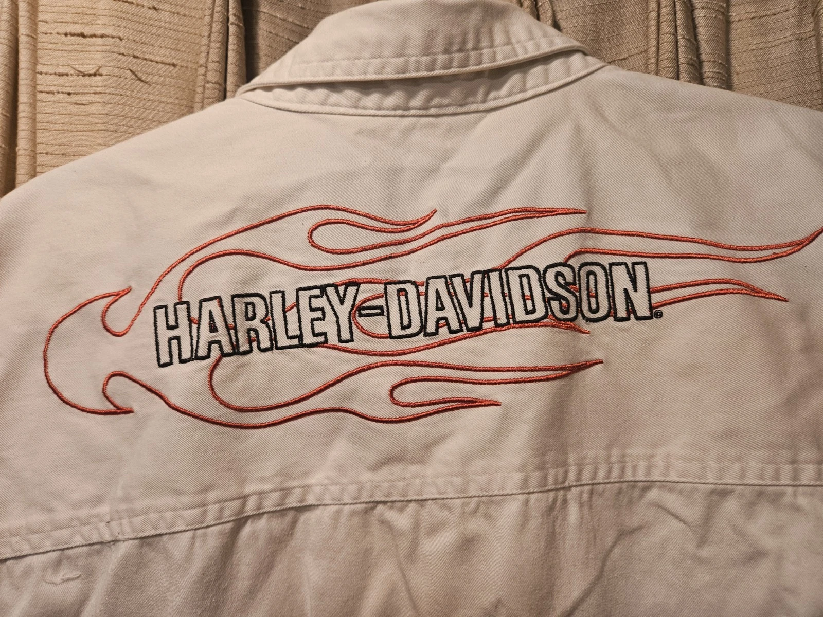 🔥Harley Davidson Sleeveless Flames.. Button Down SHIRT VEST 3x..white..vg