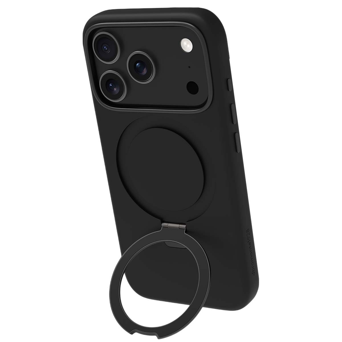 Coque iPhone 17 Pro avec anneau support Roskilde antichoc en silicone noir