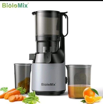 BioloMix Kaltpresse Entsafter, mit 130 mm mit großem Zuführschacht & Dreifachfilter  