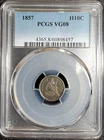 1857 Seated Liberty Silver Half Dime graded VG08 by PCGS