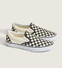 VANS Classic Slip-On Checkerboard Shoe Black  White Size Men 9/Women 10.5 New 