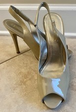 Nine West Sz 9M Open Toe Nude Stilettos Heels Patent Leather