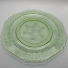 Hazel-Atlas Florentine Uranium Vaseline Green Depression Glass Plate 10” Glows