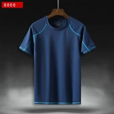 Mens Short Sleeve Swimsuit UV Protection Tops Swimming Quick Dry Swim Shirts Tee