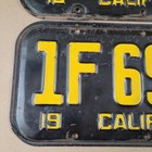 1951 California CA License Plates Pair 1F69253 Patina Vintage Black & Yellow 51 — photo 7