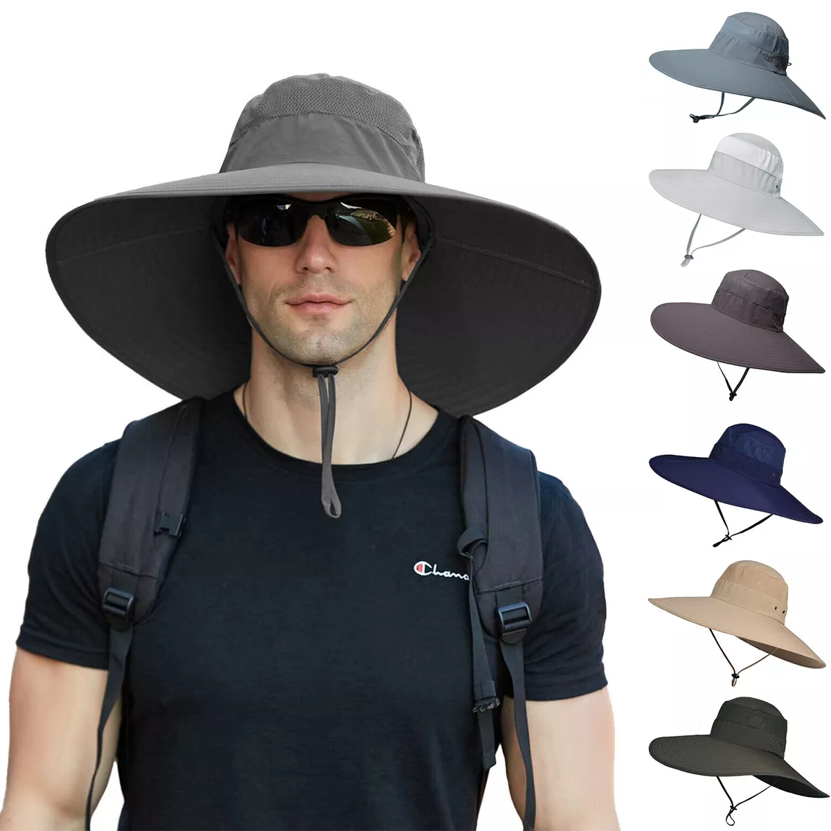 Fishing Hat UPF50+ UV Protection Wide Brim Sun Hats Hiking Garden