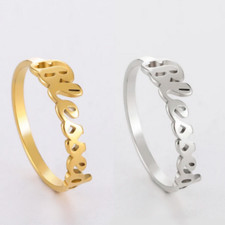 Quality Stainless Steel Engraved Letters 'Blessed' Elegant Motivational Ring
