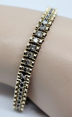 $8,250 ZALES ZEI HUGE Yellow Gold Diamond Tennis Bracelet