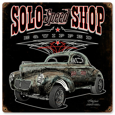 Solo Speed Shop Rusty Willys Gasser Hot Rod Garage Retro Sign Blechschild Schild