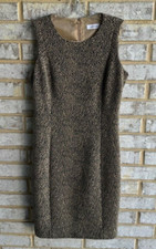 Calvin Klein Leopard Print Sheath Dress 1/2 Back Zip Women's Size 8.