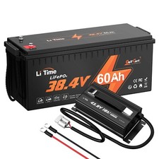 LiTime 36V 60Ah Golf Cart LiFePO4 Lithium Battery 120A BMS with 36V 18A Charger