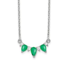 0.69 Ct Lab Grown Diamond  Lab Created Emerald 18" Necklace in 14K White Gold