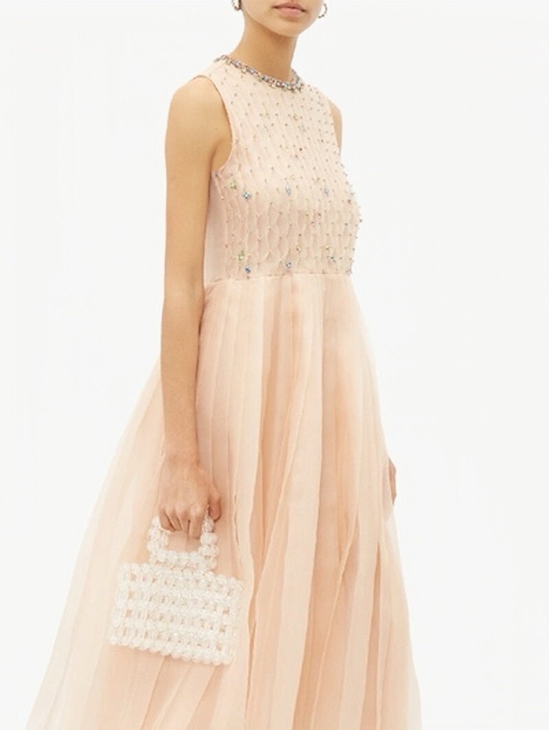$2140 RED Valentino Silk Crystal-embellished Womens Midi Dress Pink Sz 36 |  eBay
