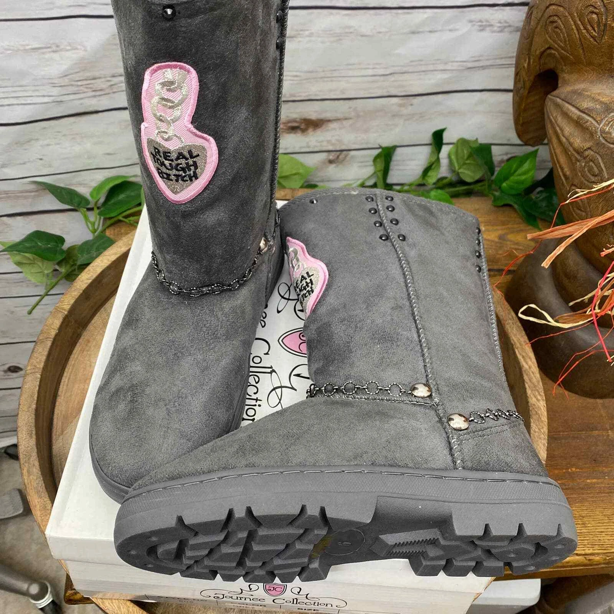 RTB Real Tough Bitch Journee Collection Grey Boots Size 6 Style 505