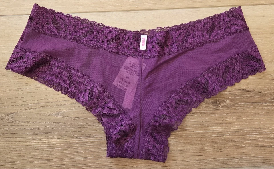 NWT Victoria's Secret PINK Rare Lace Purple Glitter Big Dog Cheekster Panties S - Image 2 of 3