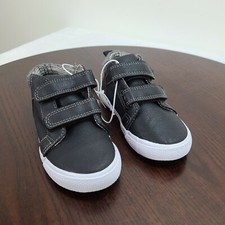 Cat Jack Toddler Boys Sneakers 7 Faux Leather Black Gray Hook Loop