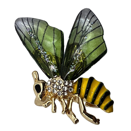 BEE BROOCH Rhinestone Enamel Acrylic Glitter Wings Insect Bug Costume ...