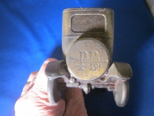 Lot of 2 Bronze Colored Cast Iron Cars one FORD former bank cars PEOPLES BANK - Picture 11 of 12