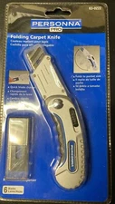 BRAND NEW Personna Pro Folding Carpet Knife with 6 Round Corner Blades 63-0222