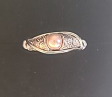 NEW Handmade Wire Wrapped Ring Silvertone Statement Pink Beaded Size 8