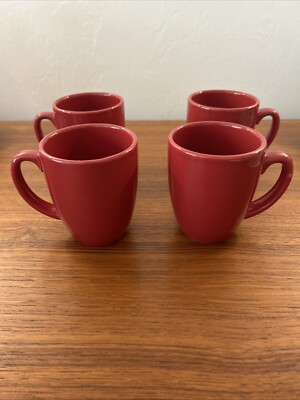 Corelle Coordinates Stoneware Coffee Mugs Cups Red 12 Oz Set Of 4 Cocoa Lattes