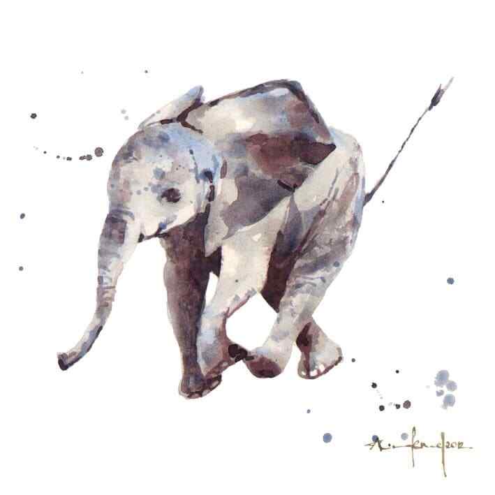 Alison's Ark - Hubert Elephant Blank Greeting Card with Envelope