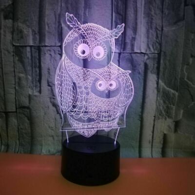 Colors Decor Night Lamp 3D Illusion Owl LED Night Light UK