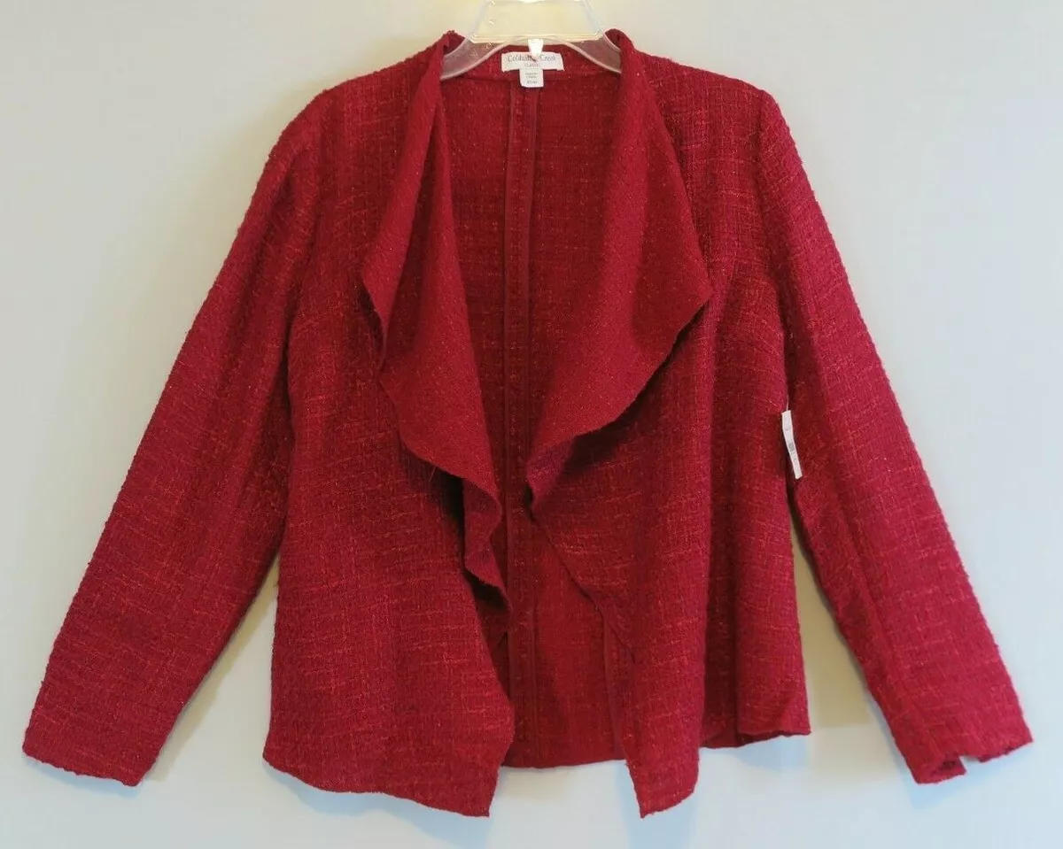 NWT Coldwater Creek Vibrant Red Waterfall Boucle All Season Jacket