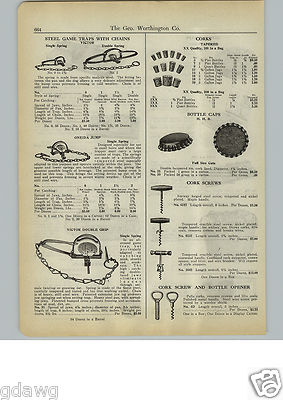 1927 PAPER AD 2 PG Wine Bottle Cork Screws Willamson Caperite CB Co
